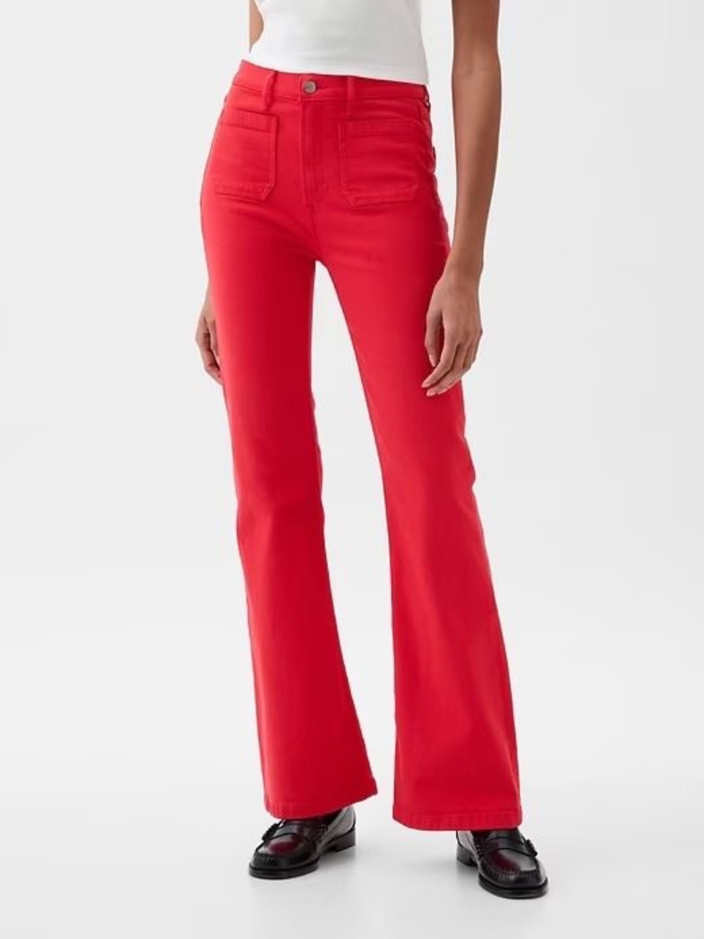 GAP High Rise '70s Flare Red Denim Pants Jeans Size 26 / 2 Short